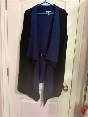 Dana Buchman Cardigan Sweater Cape women Small Belted Wool Blend Open